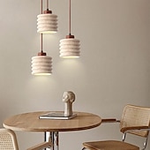 abordables Suspension-Lampe suspendue à LED blanc chaud 1/2/3 lumières style nordique simple abat-jour en pierre décoration intérieure e26/e27 lampes à suspension à corde réglable pour salle à manger chambre 85-265v