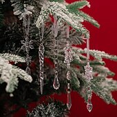 お買い得  装飾品-18個のクリスマスツリークリア吊り下げオーナメント、透明アクリルつららと雪の結晶のクリスマスデコレーション、ホリデーツリー吊り下げ装飾