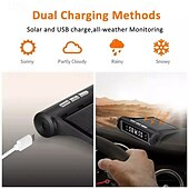 abordables Equipamiento y herramientas para el coche-Monitor de presión de neumáticos inalámbrico para automóvil, sistema de monitoreo de presión de neumáticos TPMS para automóvil, pantalla LCD digital con energía solar, alarma de seguridad para