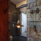 cheap Indoor Wall Lights-Vintage Retro Wall Light Indoor Wall Sconce Adjustable Industrial Style Black Metallic Lamp with Pulley Design 110-240V