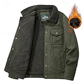 preiswerte Pufferjacken-Herren Wanderjacke Fleecejacke für Wanderer Draussen warm Fleece-Futter Windbreaker-Jacke Reisen Armeegrün Khaki Dunkelblau