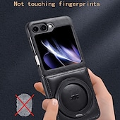 baratos Capa Samsung-telefone Capinha Para Samsung Galaxy Z Virar 6 Z Flip 5 Z Flip 4 Z Flip 3 Capa traseira Com Suporte Suporte para carregamento sem fio Antichoque Retro TPU Couro PU