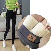 olcso Béléses leggings-Női Polár nadrág Nadrágok Leggingek Alkalmi Lounge Teljes hossz Magas derék Mintás Elasztikus derékpánt Magas vágás Melegen tartani Nagy rugalmasságú Vakáció Iroda fekete 11 Szürke 11 Ősz &amp; tél