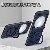 cheap Samsung Cases-Phone Case For Samsung Galaxy Z Flip 6 Z Flip 5 Z Flip 4 Z Flip 3 Back Cover with Stand Holder Magnetic Support Wireless Charging Retro TPU PC