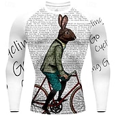 voordelige Heren shirts-Voor heren Wielrenshirt Lange mouw Winter Fietsen T-shirt Shirt met 3 achterzakken Bergracen Ademend Sneldrogend Anatomisch ontwerp Lampenkatoen Wit Konijn Elastaan Sport Kleding