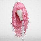 voordelige Synthetische trendy pruiken-Synthetische pruiken Uniformen carrière Kostuums Prinses Gekruld Golvend Middelste stuk Gelaagd kapsel Machinegemaakt Pruik 61.0 cm Roze + Rood Synthetisch haar Dames Cosplay Feest Modieus Roze