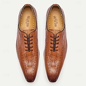 economico Scarpe Eleganti Classiche-scarpe oxford da uomo in pelle di vacchetta di prima qualità – scarpe eleganti brogue con lacci e motivo floreale intagliato a mano per occasioni formali