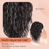cheap Ponytails-Ponytail Extension, 14&quot; Short Wavy Drawstring Ponytail Lightweight Multi Layered Fake Pony Tails Hair Extensions Natural Soft Clip in Hair Extensions Ponytail