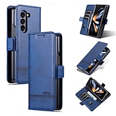 baratos Capa Samsung-telefone Capinha Para Dobra Z 7 Dobra Z 6 Z Fold 5 Z Fold 4 Z Fold 3 Capa traseira Com Suporte Magnética Slot para cartão Retro Couro PU