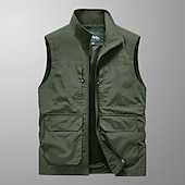 Недорогие Жилеты-Муж. Жилет для туризма и прогулок Весна Осень на открытом воздухе Быстровысыхающий Удобный Жилет Охота Рыбалка Восхождение Черный Военно-зеленный Хаки Темно-синий Серый