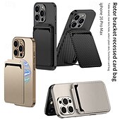 Недорогие Чехлы для iPhone-телефон Кейс для Назначение iPhone 16 Про Макс Плюс айфон 16 Айфон 15 Про Макс Плюс Кейс на заднюю панель со стендом Магнитный Поддержка беспроводной зарядки Ретро ТПУ Кожа PU
