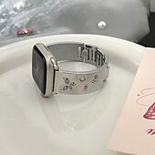 זול להקות Apple Watch-סולו לופ מותאם ל רצועת השעון של Apple Watch 38 מ&quot;מ 40 מ&quot;מ 41 מ&quot;מ 42 מ&quot;מ 44 מ&quot;מ 45 מ&quot;מ 49 מ&quot;מ בלינג יהלום סוגר מתכת מתכוונן סגסוגת רצועת שעון חלופית ל iwatch Ultra 2 Series 9 8 7 SE 6 5 4 3 2 1