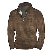 economico Felpe Etniche Vintage-Per uomo Tinta unita / tinta unita Felpe Felpa con cerniera a un quarto Manica lunga Felpa Colletto alla coreana Giornaliero Informale Vintage retrò Stampa 3D Da mare Per uscire Abbigliamento di