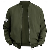 abordables chaquetas y abrigos gráficos para hombre-Hombre Bandera estadounidense de los Estados Unidos Chaqueta de bombardero Abrigo Práctico Casual Deporte Ropa Cotidiana Bolsillos laterales Cremallera frontal Gráfico Otoño Invierno Cuello Mao Manga