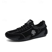 baratos Ténis para Homem-Homens Tênis sapatos feitos à mão Microfibra Confortável Antiderrapante Com Cadarço Preto Bege Cinzento