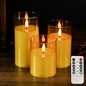 お買い得  キャンドルライト-キャンドル リモートコントロール ON / OFF クリスマス ハロウィーン AAAバッテリ駆動 3本