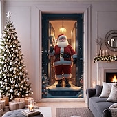 baratos Capas para portas de Natal-decorações de porta de natal capas de porta natal papai noel em pé porta tapeçaria cortina de porta decoração pano de fundo porta banner para porta da frente fazenda festa de fim de ano decoração