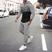 tanie podstawowe dresy-Męskie Bluza z Kapturem Dres Bluza Czarny Biały Królewski błękit Khaki Ciemnoszary Kaptur Pasek 2-częściowa Sport i turystyka Codzienny Święto Moda miejska Podstawowy Codzienny Wiosna i jesień Odzież