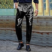 economico pantaloni casual-Per uomo Pareggiatore Pantaloni Pantaloni casual Tasche A cordoncino Vita elastica Liscio Comfort Palco Da mare Di tendenza Informale Argento Nero Media elasticità