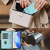 お買い得  iPhone用ケース-電話 ケース 用途 iPhone 16 iPhone15 iPhone 14 13 12 11 Pro Max Plus Mini SE ウォレットカードケース 磁石バックル ストラップ付き リストストラップ付き レトロ風 TPU PUレザー
