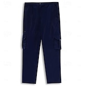 voordelige Cargobroeken-Voor heren Cargohosen Broek Elastische taille Zak met rits Recht been Effen Comfort Zacht Volledige lengte Buiten Dagelijks Uitgaan Modieus Streetwear Zwart blauw