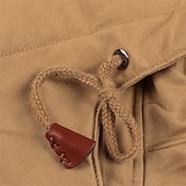 billiga Cargo Jackor-Herr Vinterjacka Fleece-jacka Vardaglig jacka Dagligen Semester Håller värmen Ficka Fleece Höst vinter Slät Mode Streetwear Huva Normal Svart Grön Kaki Jacka