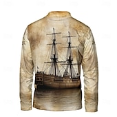 abordables Sudaderas 3D para hombre-Hombre Graphic Bote Sudaderas Sudadera con un cuarto de cremallera Manga Larga Camisa de entrenamiento Escote Chino Diario Casual retro de la vendimia Impresión 3D Vacaciones Noche Ropa de calle