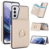 Недорогие Чехлы для Samsung-телефон Кейс для Назначение S24 Ultra Plus S23 S22 S21 S20 Ultra Plus FE A55 5G A14 A54 A72 А73 А53 A71 A12 Кейс на заднюю панель со стендом Кольца-держатели Разъем для карты Ретро ТПУ Кожа PU