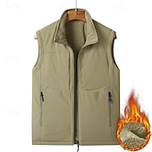 cheap Vests-Men&#039;s Hiking Vest Hiking Fleece Vest Sleeveless Vest Outdoor Thermal Warm Fleece Lining Comfortable Winter Pocket Double-sided Wear Polyester Black Army Green Navy Blue Hunting Fishing Climbing