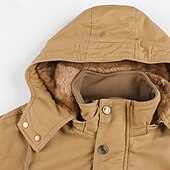 levne Cargo bundy-Pánské Zimní bunda Fleecová bunda Neformální bunda Denní Dovolená Zahřívací Kapsy Fleece Podzim zima Bez vzoru Módní Šik ven Kapuce Standardní Černá Námořnická modř Khaki Armádní zelená Tmavě šedá