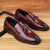 economico Semi-formale-mocassini da uomo in pelle stampata coccodrillo di lusso con dettaglio nappa - eleganti scarpe slip-on per abbigliamento formale e da lavoro