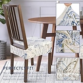 お買い得  ダイニングチェアカバー-キッチンチェアカバー フラワー プリント ポリエステル スリップカバー