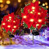 Недорогие уличные рождественские огни-1 упаковка солнечных огней пуансеттии уличные огни уникальный цветочный дизайн для сада/двора/патио