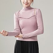 お買い得  ダンス練習着-アクティブウェア ベスト ピュアカラー スプライシング 女性用 性能 訓練 長袖 ハイウエスト ポリエステル