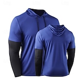 baratos Camisetas e Regatas de Corrida-Homens Camisetas Compressão Camisa Atlético camisa de ginástica Camisa Fitness 2 em 1 Manga Longa Moletom Casual Roupa Esportiva Outono Respirável Secagem Rápida Macio Treino de Ginástica Corrida