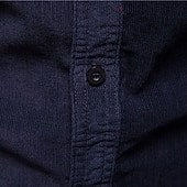 economico camicia da uomo con bottoni-Per uomo Camicia Camicia estiva Camicia con bottoni Camicia di velluto a coste Nero Bianco Blu marino Manica lunga Liscio Collo ripiegabile Informale Giornaliero Bottone giù Abbigliamento Di tendenza