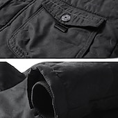 baratos Blusões e Parkas para Homem-Homens Jaqueta de Inverno Casaco de lã Jaqueta casual Diário Férias Térmico / Quente Bolsos Tosão Outono &amp; inverno Tecido Moda Roupa de rua Com Capuz Padrão Preto Azul Royal cáqui Verde Tropa Casaco