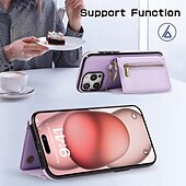 お買い得  iPhone用ケース-電話 ケース 用途 iPhone 16 Pro Max プラス iPhone 15 プロマックスプラス iPhone 14 13 12 11 Pro Max Plus Mini SE バックカバー スタンド付き バンカーリング ジッパ－ レトロ風 TPU PUレザー
