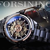 halpa Mekaaniset kellot-FORSINING Miesten Mekaaninen Kello Iso Ace Urheilu Liiketoiminta Rannekello Ontto Rakenne Automaattinen Itsevetävä Valoisa Vedenkestävä Ruostumatonta Teräsketju Kello