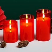 お買い得  キャンドルライト-キャンドル リモートコントロール ON / OFF クリスマス ハロウィーン AAAバッテリ駆動 3本