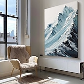 abordables Peintures paysages-peinture enneigée bleue et blanche peinture de montagne faite à la main œuvre d&#039;art texturée épaisse peinture à l&#039;huile couteau à palette peint à la main peinture de montagne peintures à l&#039;huile 3D