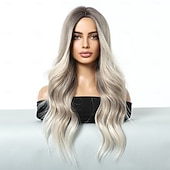 economico Parrucche trendy sintetiche-Parrucche sintetiche Uniformi Costumi di carriera Da principessa Riccio Ondulato Parte di mezzo Taglio scalato A macchina Parrucca 26 pollici Nero e Oro Capelli sintetici Per donna Cosplay Feste Di