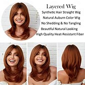 cheap Synthetic Trendy Wigs-Megan Fox Inspired Wigs Auburn Wigs for Women Layered Wig with Bangs Long Straight Hair Wig Copper Brown Wigs Natural Synthetic Hair Heat Resistant Wigs for Daily Party Cosplay Use