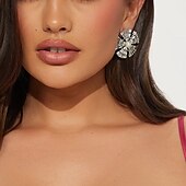economico Orecchini-Per donna Orecchini a bottone geometrico Con fiocco di neve Prezioso Vintage Moda Perle finte Diamanti d&#039;imitazione Orecchini Gioielli Argento Per Matrimonio Feste Giornaliero 1 paio