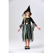 levne Dětské kostýmy-Čerodějnice Valpuržina noc Šaty Cosplay kostým Dětské Dívčí cosplay Výkon Párty předvečer Všech svatých Karneval Plesová maškaráda Mardi Gras Jednoduchý karnevalový kostým