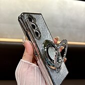 Χαμηλού Κόστους Samsung Θήκη-τηλέφωνο tok Για Z Διπλώστε 6 Z Fold 5 Z Fold 4 Z Fold 3 Πίσω Κάλυμμα με βάση στήριξης Υποστήριξη ασύρματης φόρτισης Bling Glitter Shiny Ρετρό TPU Επιμετάλλωση