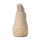 abordables Bottines-bottines décontractées en similicuir marron clair pour hommes avec détails cousus à la main, tige en tricot et lacets à bascule réglables - conception confortable et robuste pour l&#039;extérieur et le quotidien
