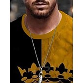 billige T-skjorter med 3D-trykk til herrer-Herre Bokstaver skjøting King T skjorte T-skjorter Kortermet T skjorte 3D-utskrift Crew-hals Skjorte Årgang Elegant og moderne Grunnleggende Avslappet Daglig Svart / Gul Svart / Grå Hvit Klær Store