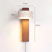 cheap Indoor Wall Lights-LED Wall Sconce Warm White Japanese Style Yellow Travertine Indoor Light with Pull Cord Switch Creative Wind Lamp Shade for Guesthouse Bedroom Living Room 110-240V