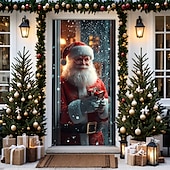baratos Capas para portas de Natal-decorações de porta de natal capas de porta natal papai noel em pé porta tapeçaria cortina de porta decoração pano de fundo porta banner para porta da frente fazenda festa de fim de ano decoração